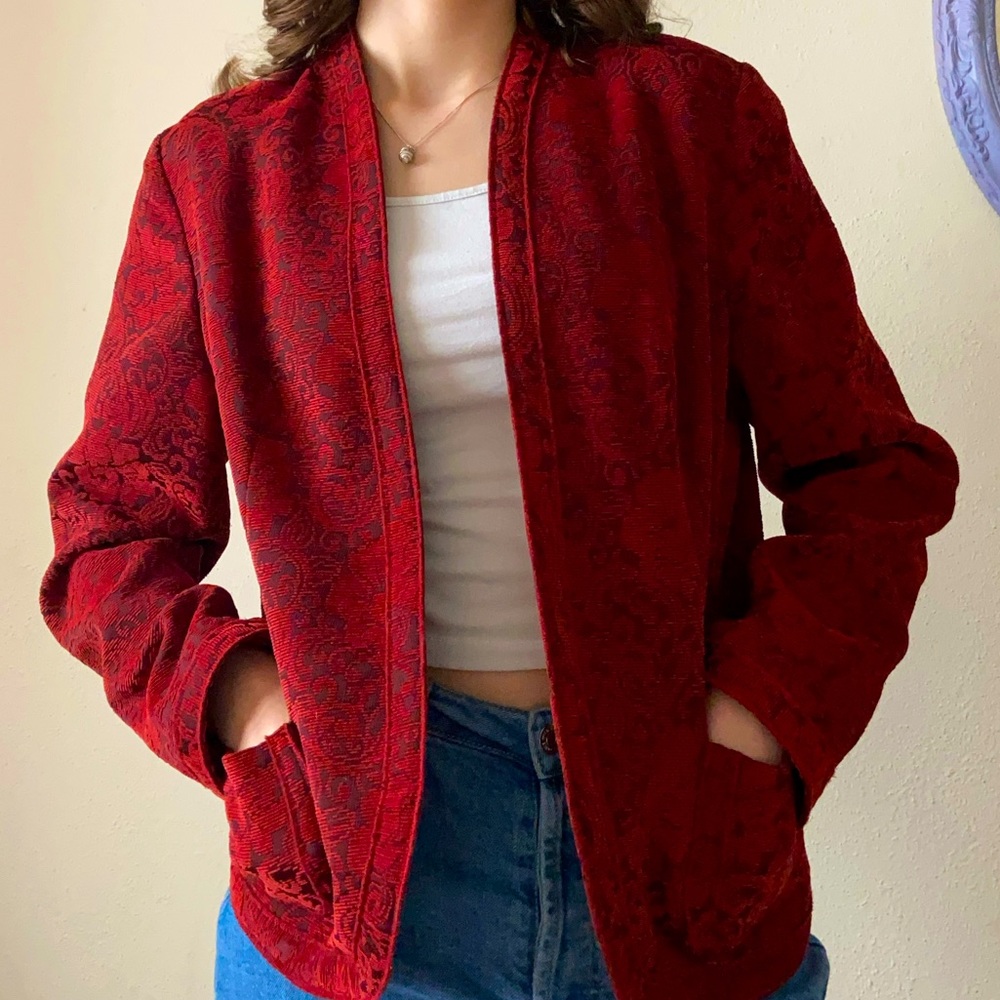 Patterned Lightweight Vintage Red Jacket Size M